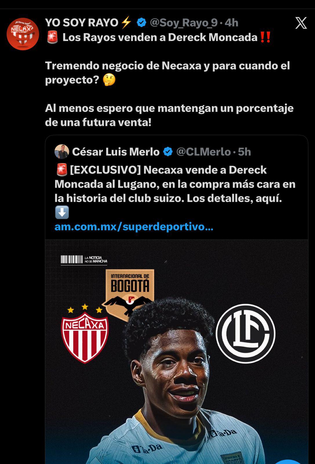 AS alucina su fichaje a Europa: así reacciona la prensa por el traspaso de Dereck Moncada a Lugano