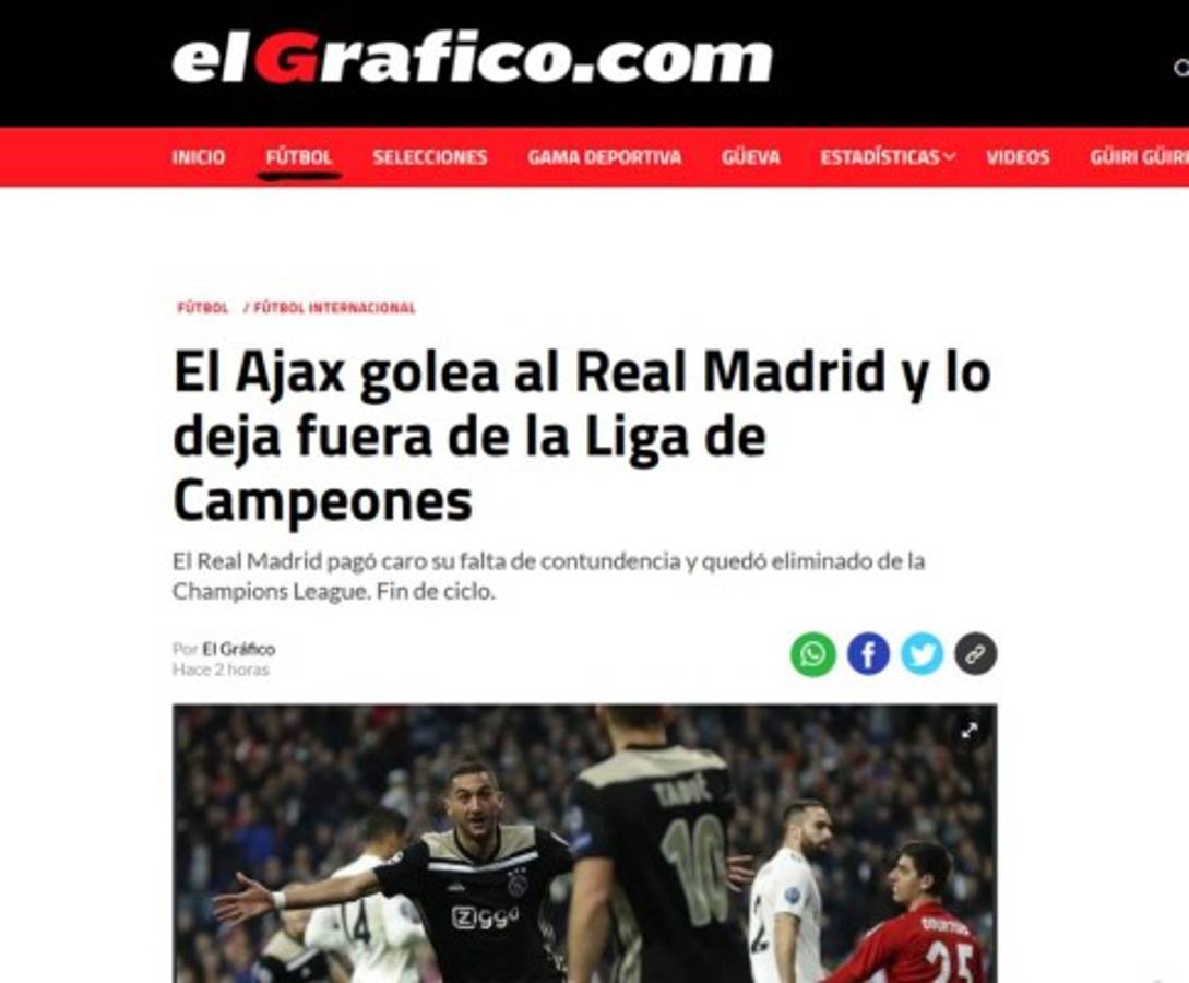 La prensa se hace sentir sobre fracaso del Real Madrid: 'Papelón', 'Luto' y 'Fracaso'