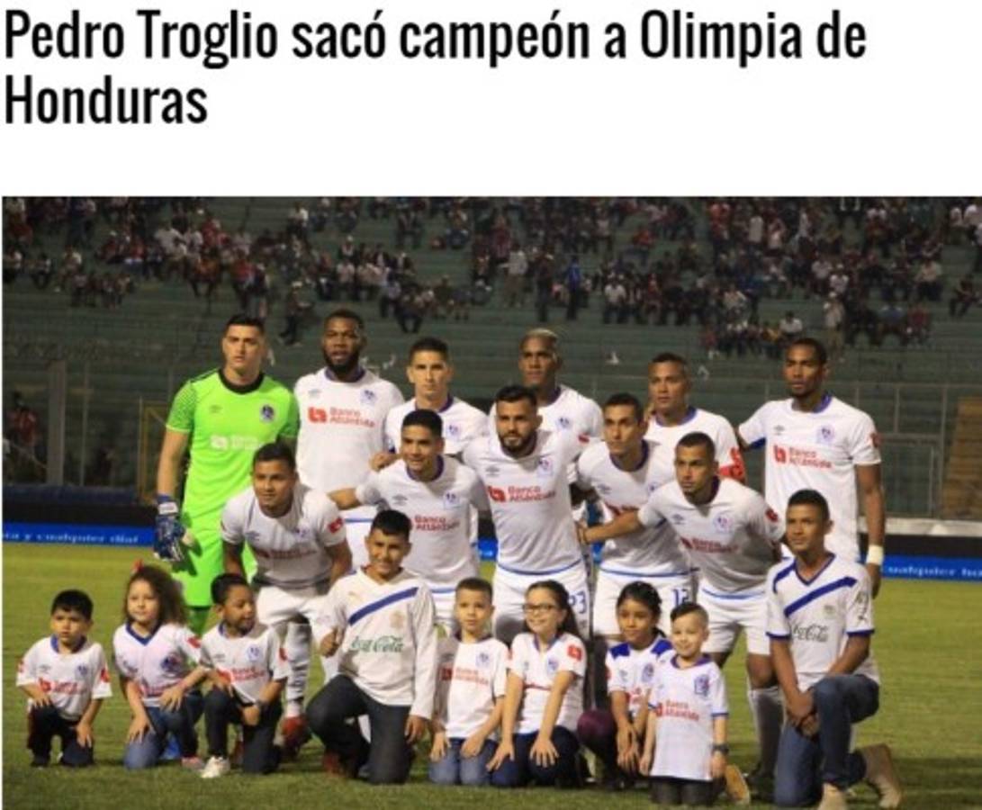 Reconocidos medios internacionales destacan título de Pedro Troglio en Honduras con Olimpia