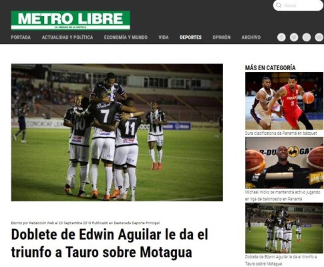 Así titulan los medios luego de la derrota de Motagua ante Tauro