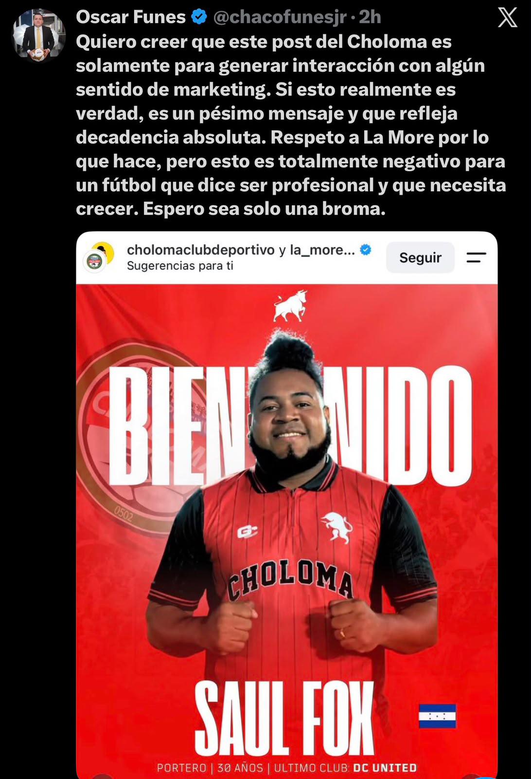 Payasadas: las duras reacciones contra el fichaje de 'La More' al Choloma