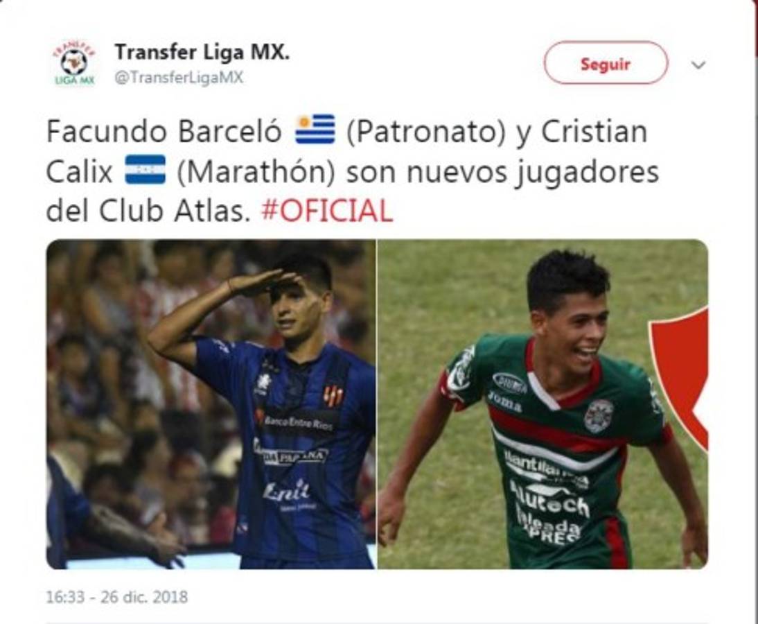 Lo que dicen los medios mexicanos de Cristian Cálix al ser fichado por Atlas