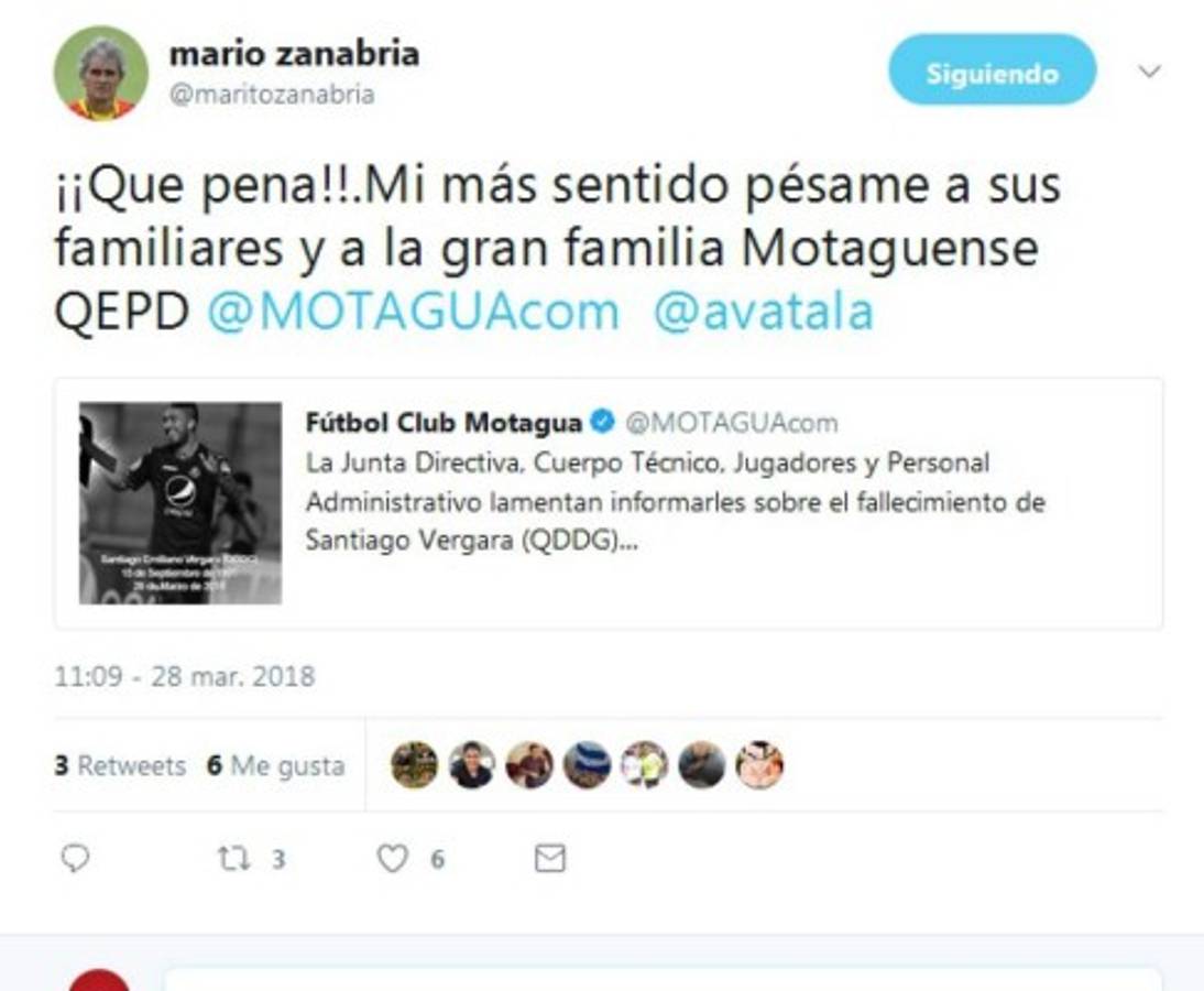 Fútbol hondureño se solidariza en redes tras fallecimiento de Santiago Vergara