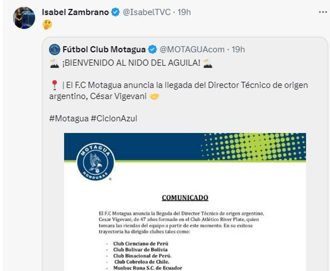 Así reaccionó la prensa al fichaje de César Vigevani como nuevo DT de Motagua; periodista de ESPN dice que el idóneo era otro