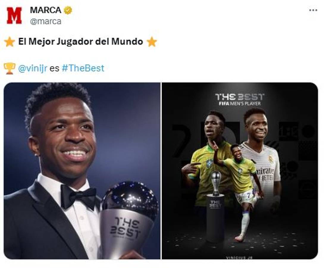 Vinicius ganó el premio The Best y la prensa reacciona: “Aquí sí asiste el Madrid; ya es mucho más grande que Neymar”