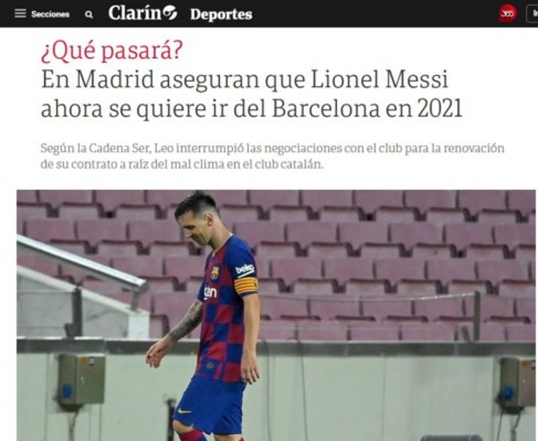 Las portadas en el mundo por la posible salida de Lionel Messi del FC Barcelona