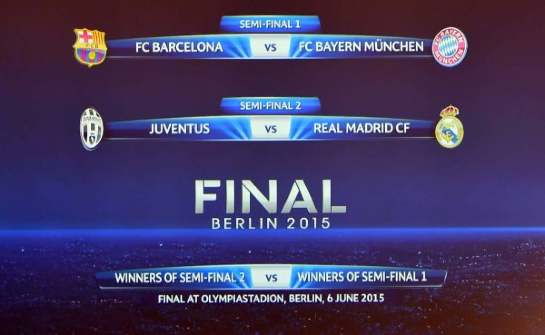 Barcelona-Bayern Munich y Juventus-Real Madrid en semifinales de la Champions.