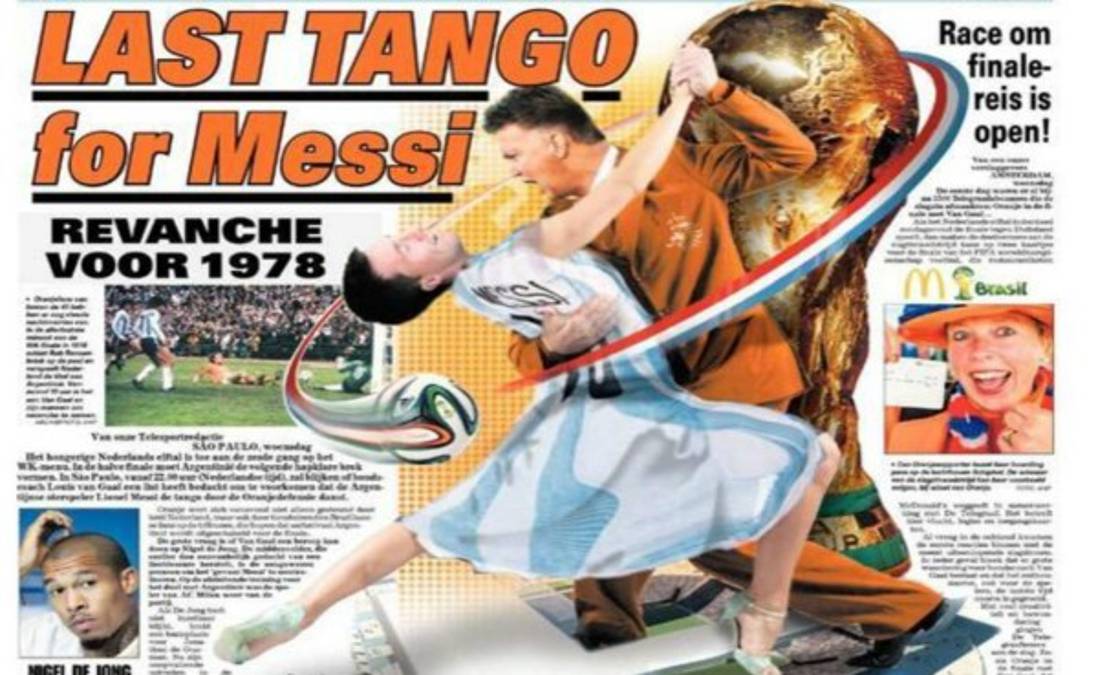 Diario holandés pone a bailar tango a Messi con Van Gaal