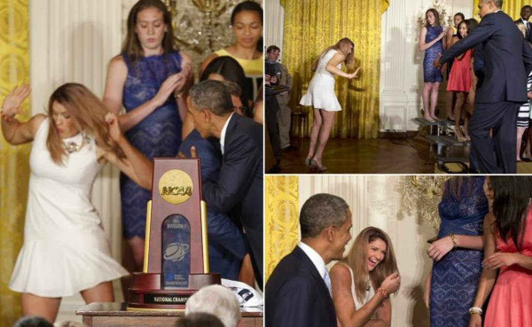 Obama 'provoca' caída de jugadora universitaria en la Casa Blanca