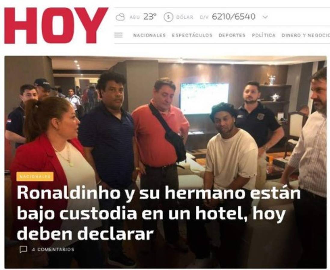 Lo que dice la prensa internacional sobre la detención de Ronaldinho: 'Confuso episodio'