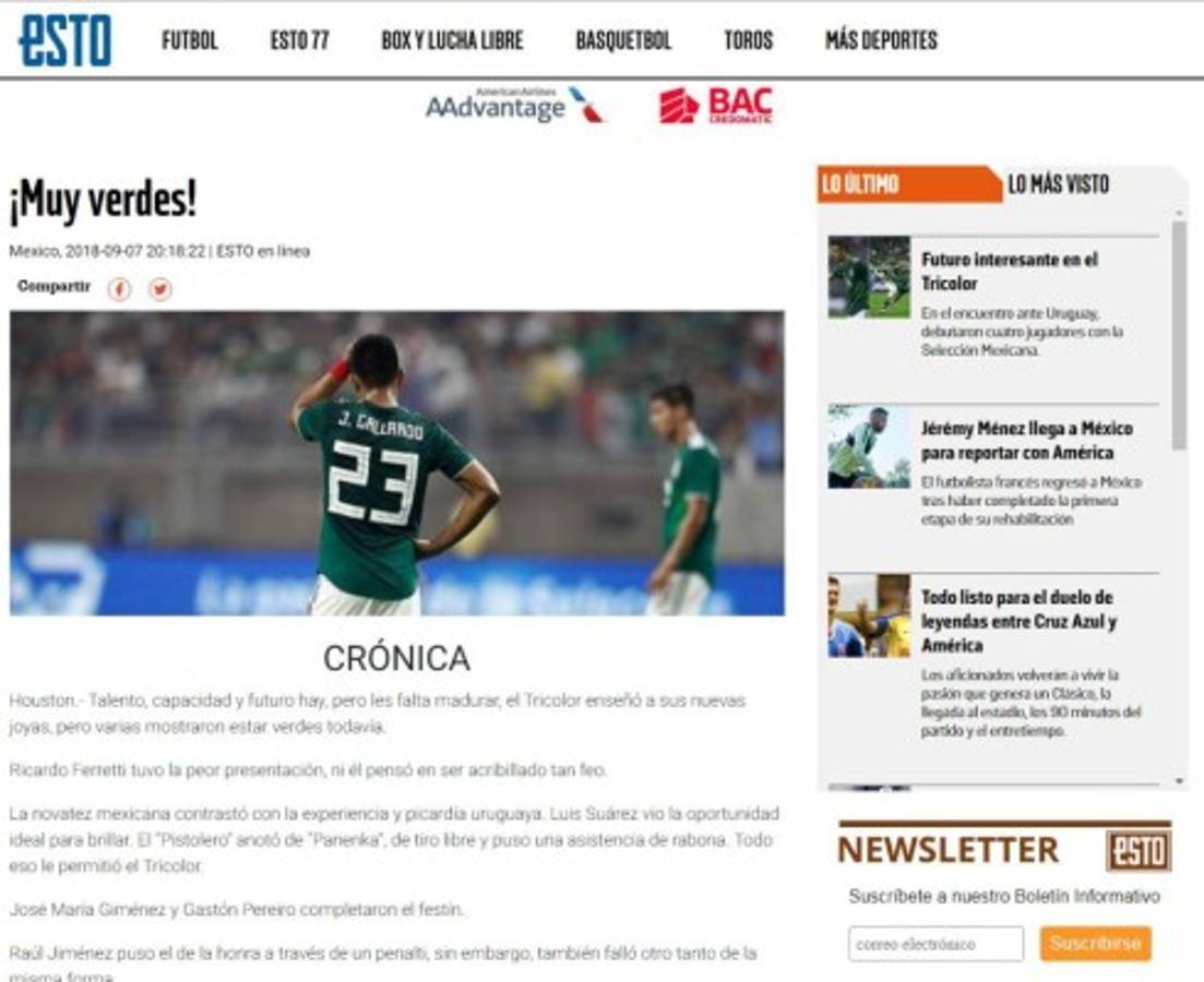 Medios mexicanos no perdonan a su selección tras ser goleada por Uruguay