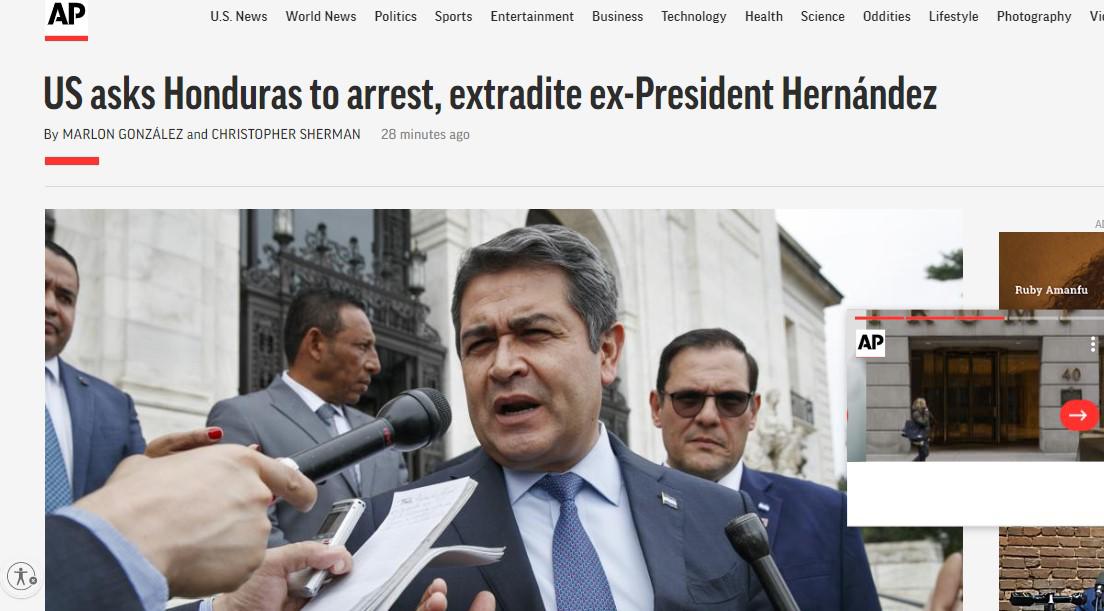 Así lo cuenta el mundo: Medios internacionales informaron la solicitud de extradición de Juan Orlando Hernández