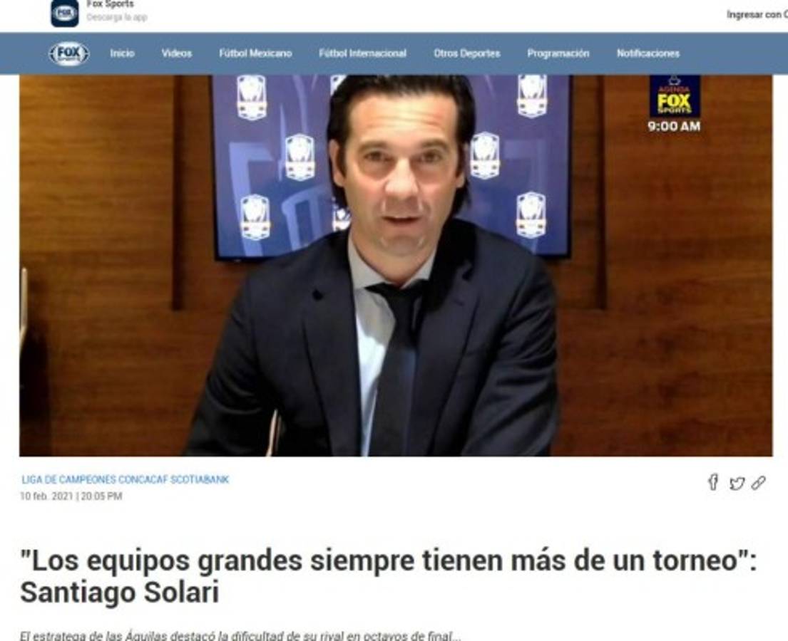 Prensa mexicana ve con respeto a Olimpia, rival del América y destacan frase de Solari: 'No es accesible”