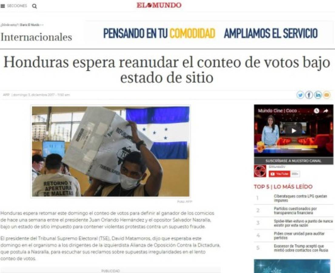 Así se refieren los medios internacionales de lo que pasa en Honduras