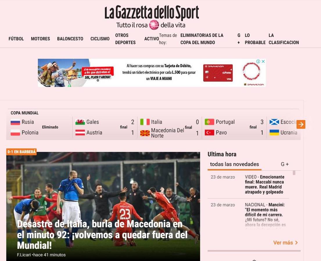 “Otro desastre” y “tragedia”: Lo que dice la prensa mundial tras el nuevo fracaso de Italia, afuera de Qatar 2022