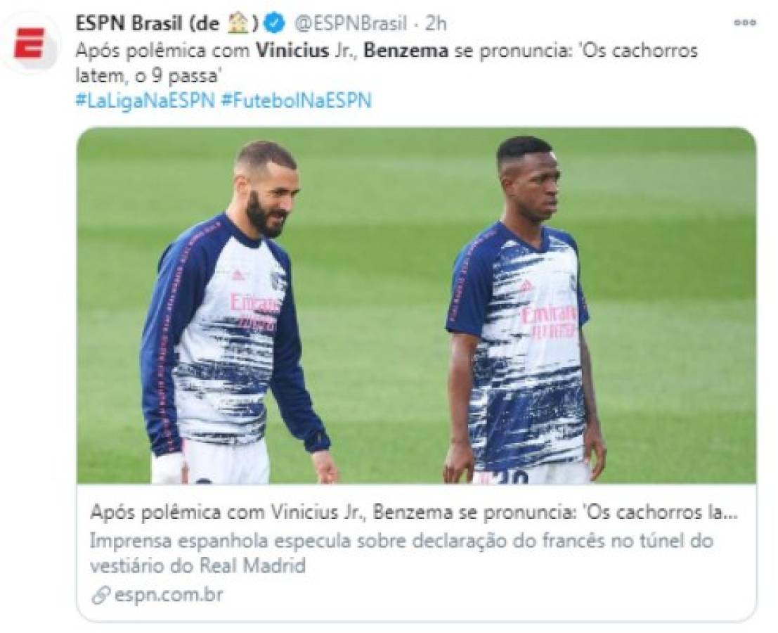 'Benzema fue antiético, cobarde y ridículo': La prensa de Brasil e internacional sobre el ataque a Vinicius   