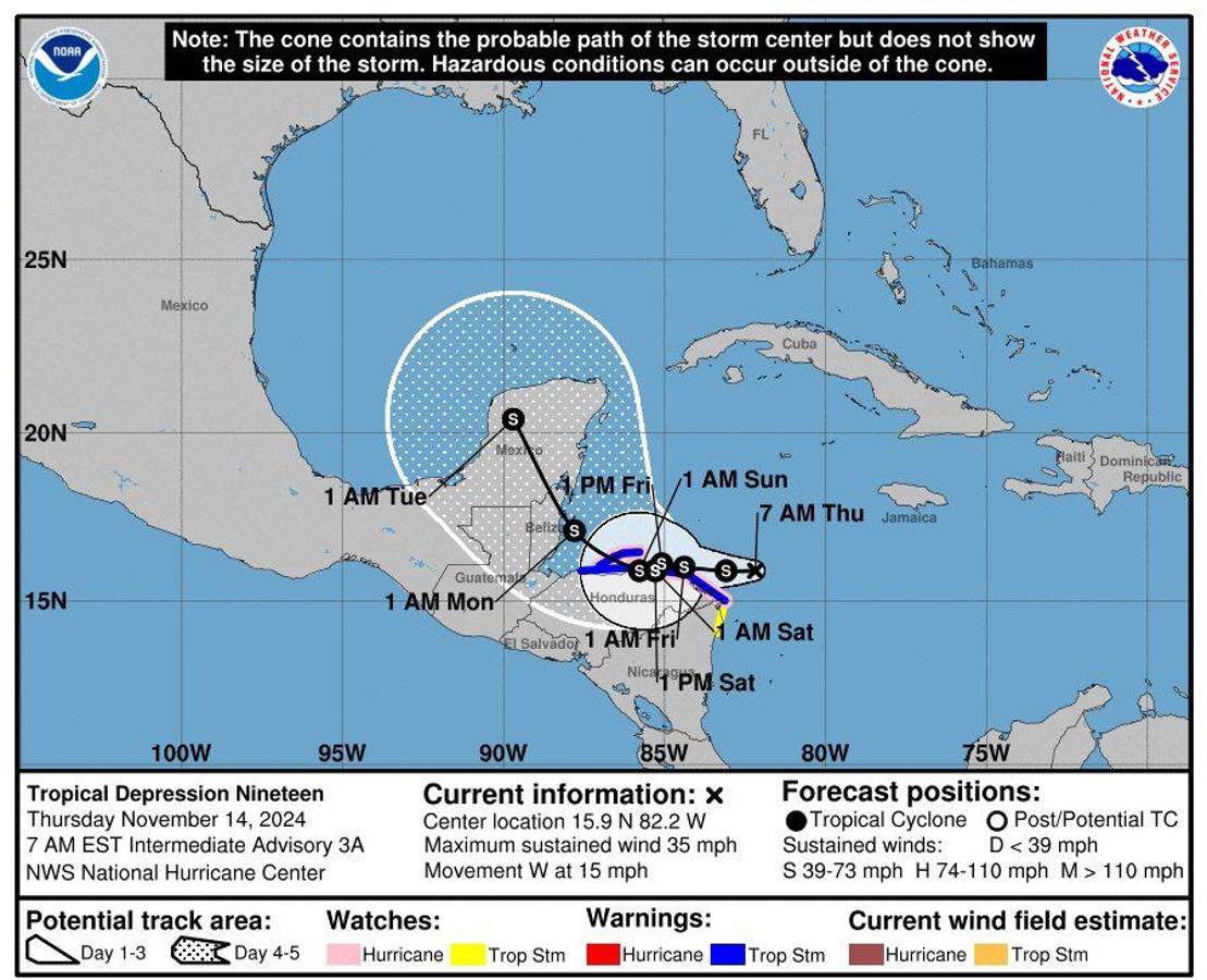 Honduras-México: Copeco declara alerta roja por el ingreso de tormenta tropical Sara que afectará la costa norte