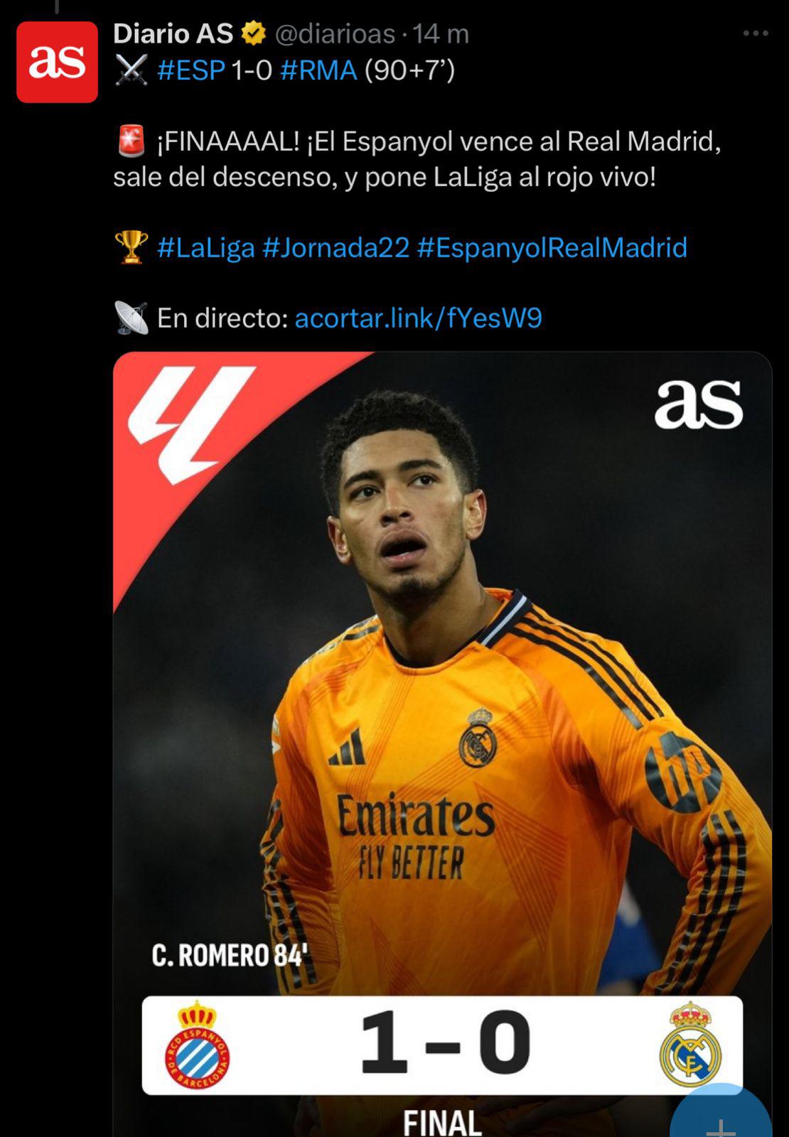 “Terrorífico arbitraje” “ya se acabó el ciclo de Ancelotti”: la prensa reacciona a la roja no sacada en el Espanyol-Real Madrid