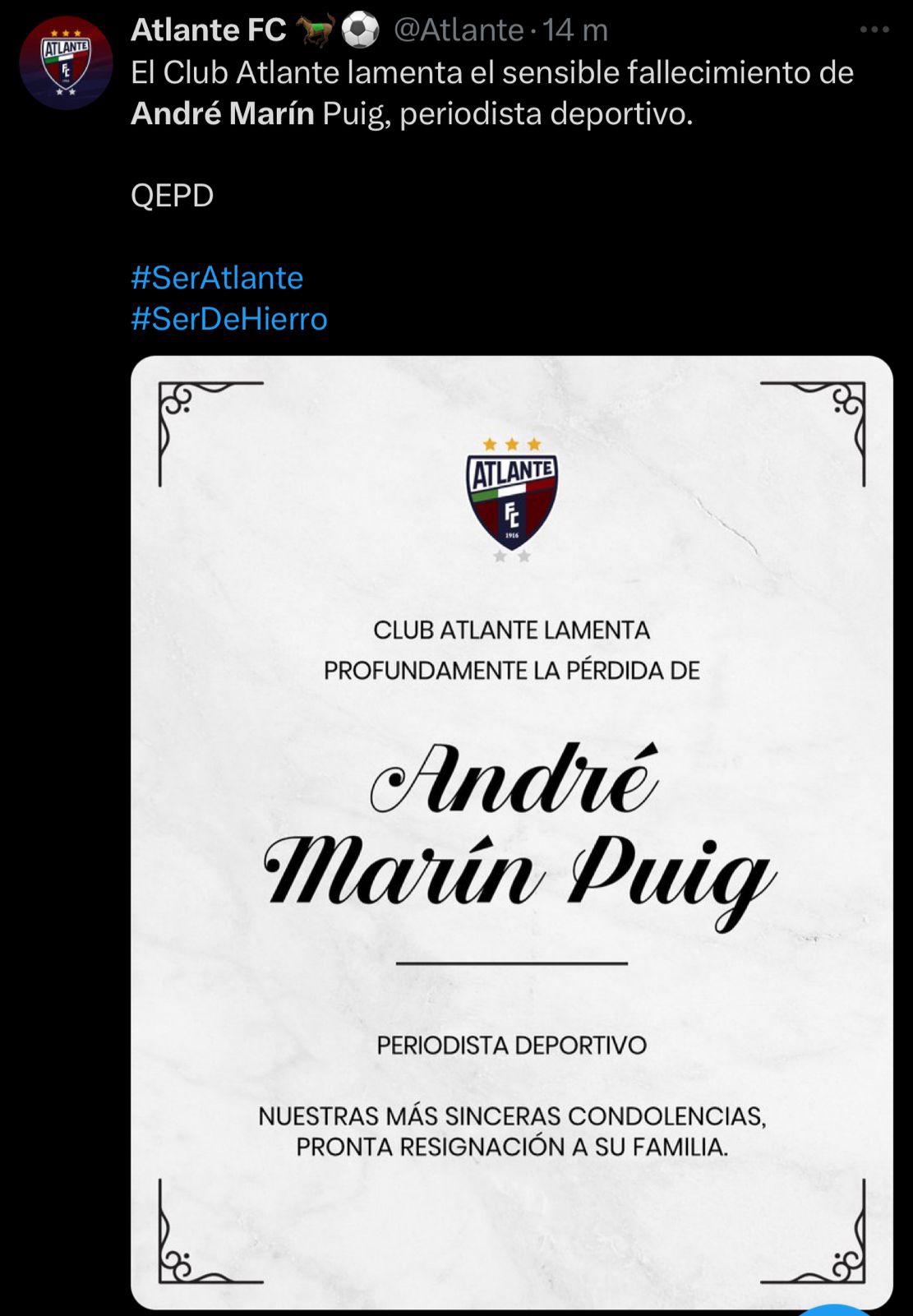 “Querido amigo...”: el último post de André Marín, mensaje de Faitelson y la despedida de los equipos mexicanos