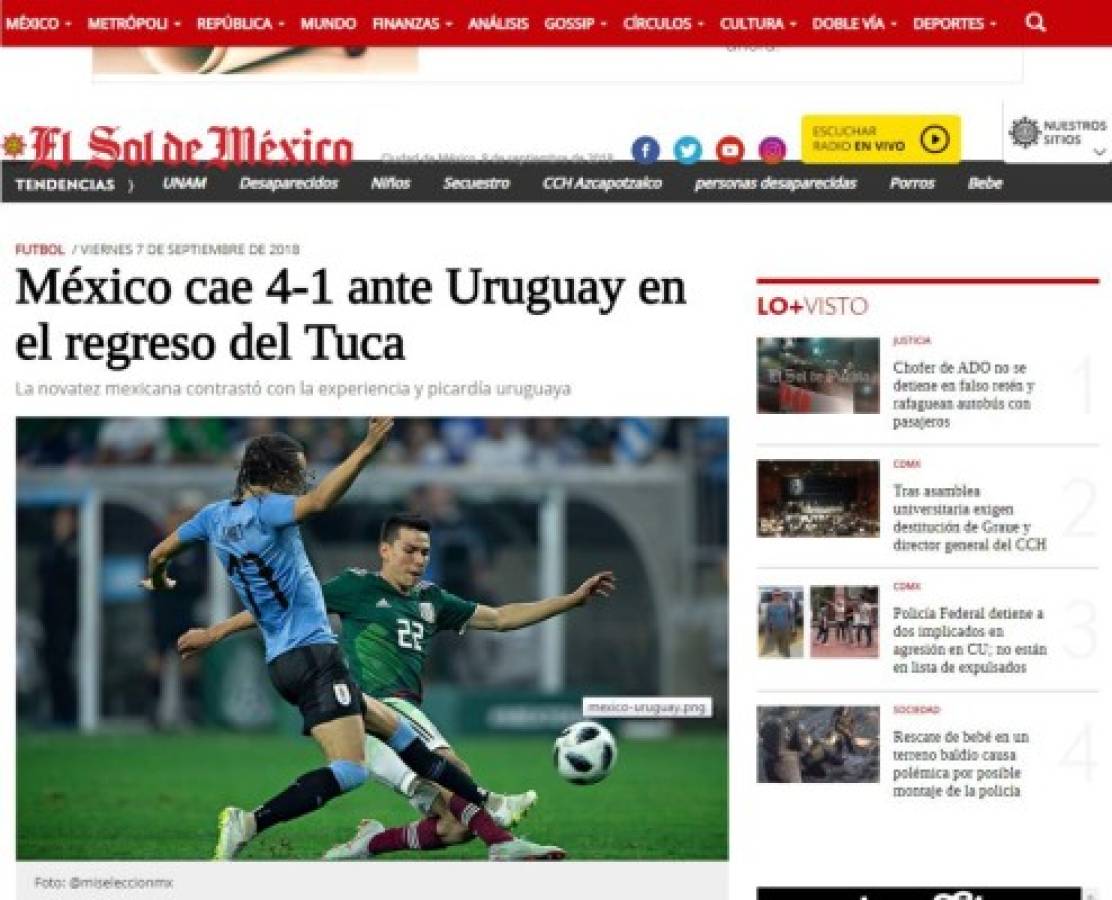 Medios mexicanos no perdonan a su selección tras ser goleada por Uruguay