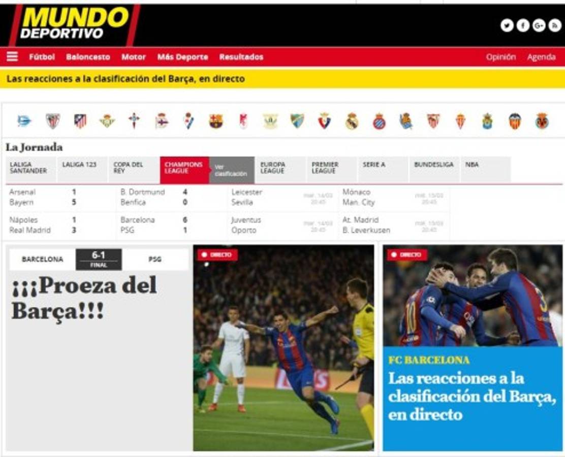 La prensa mundial se rinde al Barcelona: 'Proeza, apoteósico, grande el Barça'