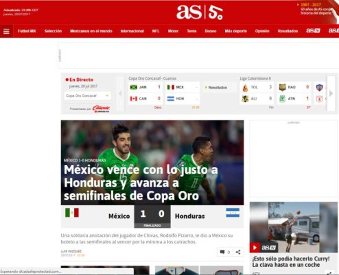 Las portadas de los medios de México y Honduras tras juego en Copa Oro