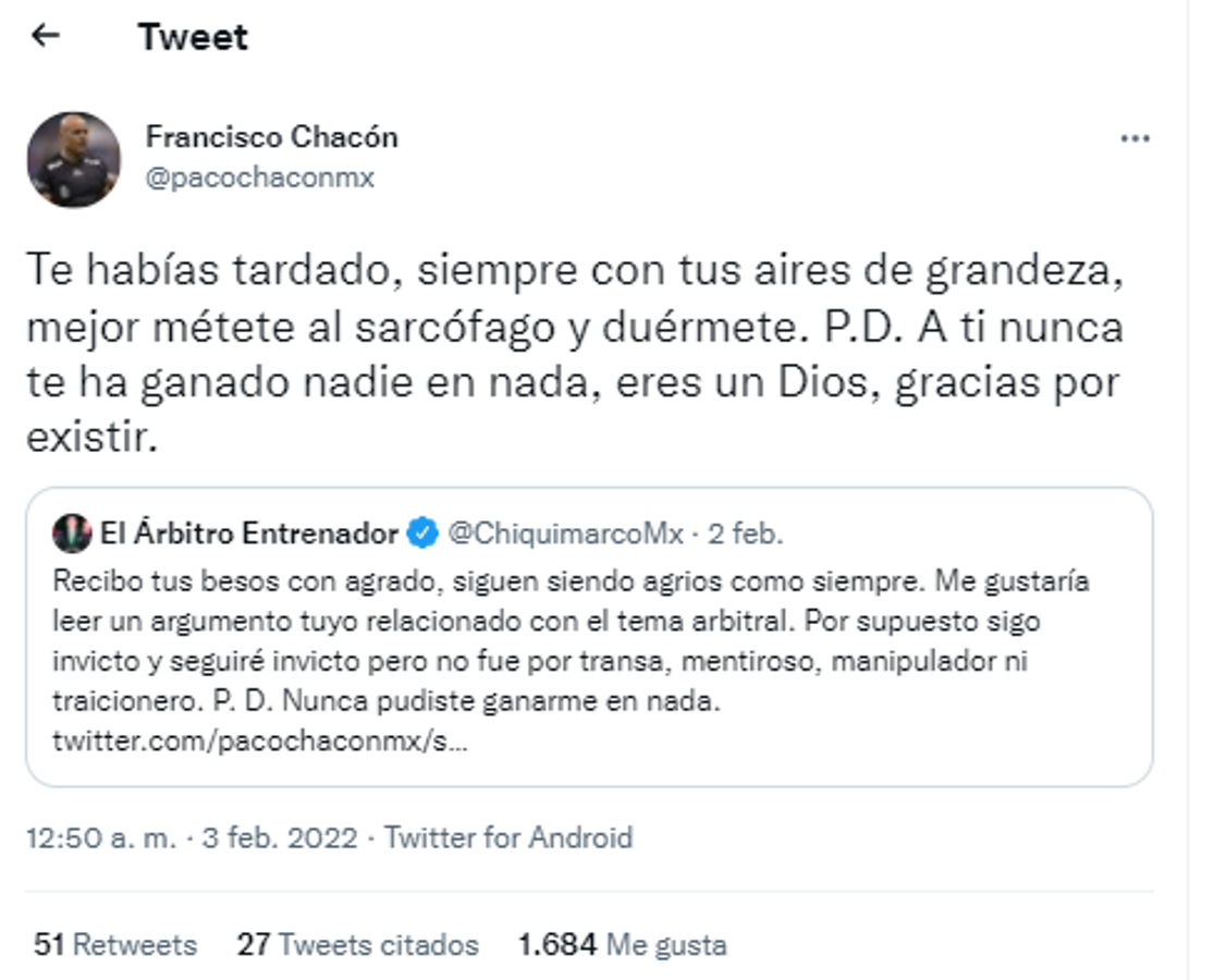 El ‘agarrón’ entre Chiquimarco y Francisco Chacón tras el polémico penal de México: ‘‘Eres un fiasco; nunca pudiste ganarme en nada’’