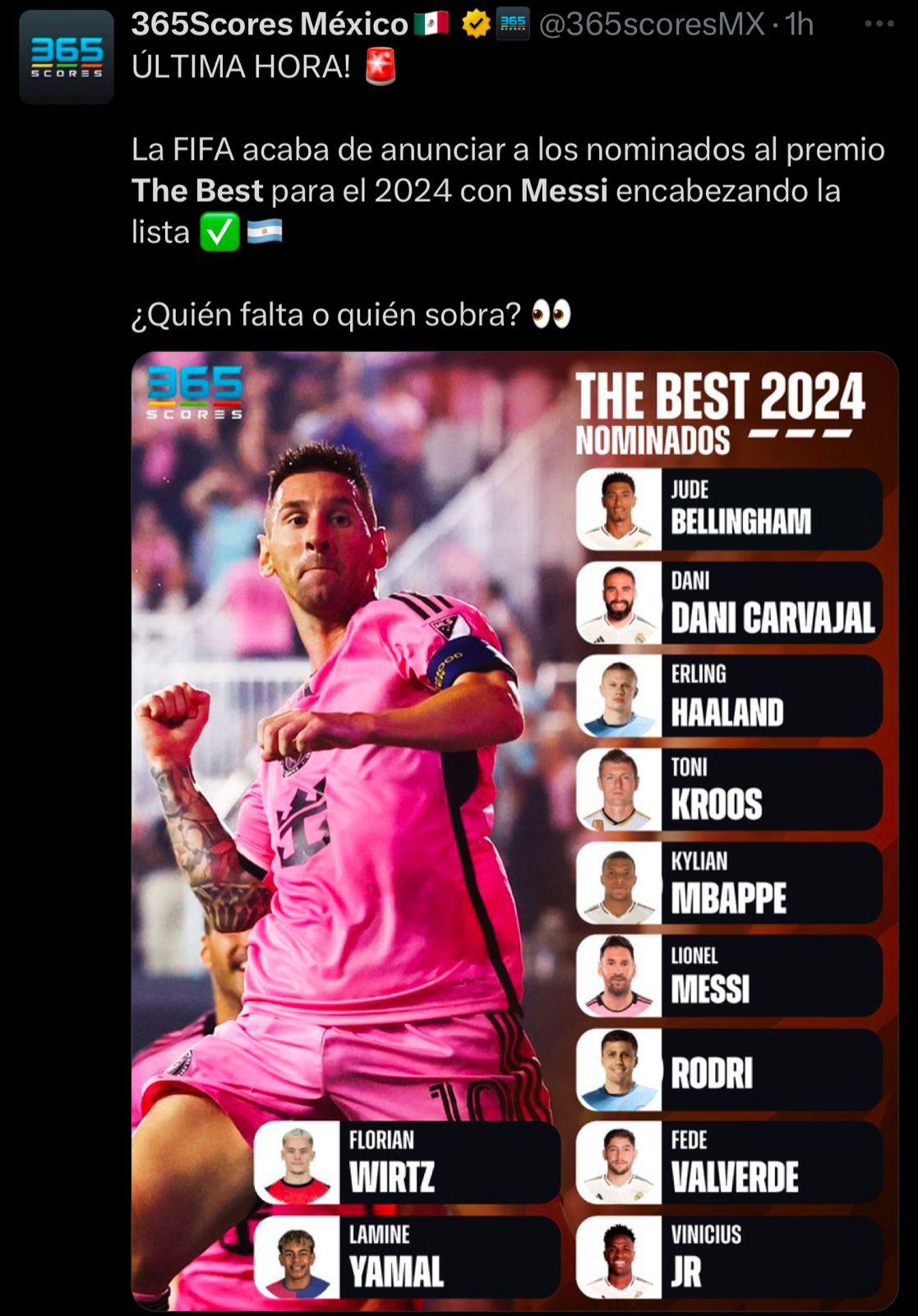 “Es una vergüenza futbolística”: la prensa estalla tras la nominación de Messi a los Premios The Best 2024