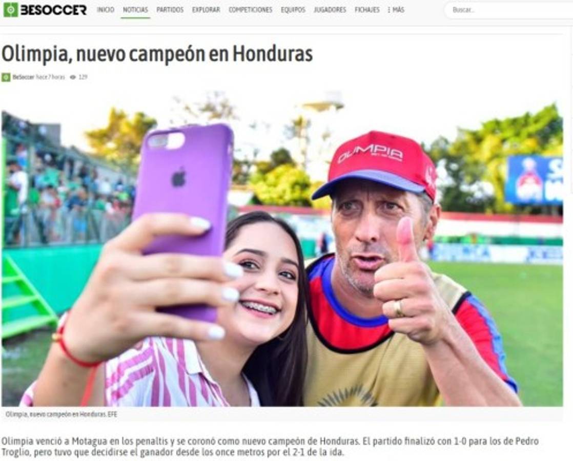 Prensa internacional sobre el tricampeonato de Olimpia ante Motagua y así destacan a Pedro Troglio