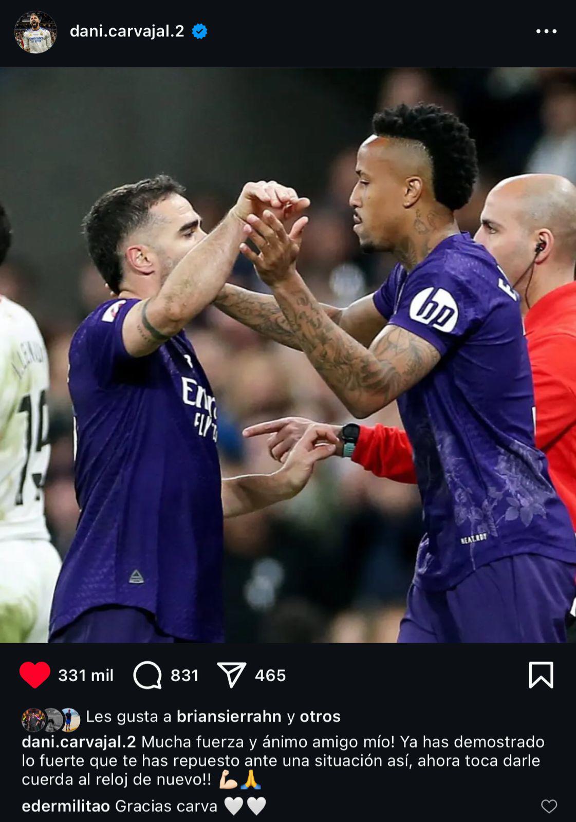 Militao se desahoga en redes y el mensaje de Ramos y Marcelo: el brasileño es arropado por todo el Real Madrid tras su lesión