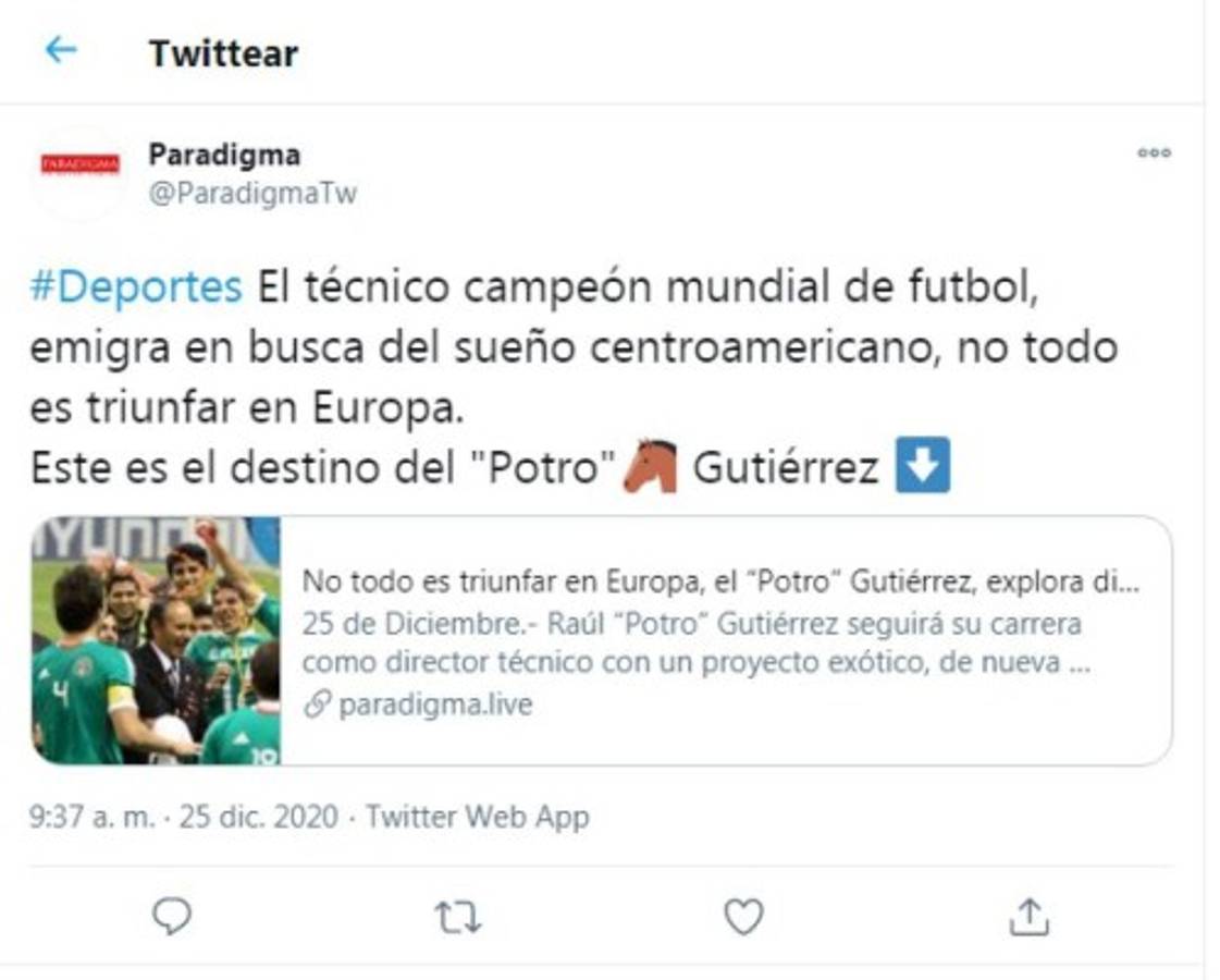 En México dicen que el 'Potro' Gutiérrez viene a dirigir a un lugar 'exótico” con Real España