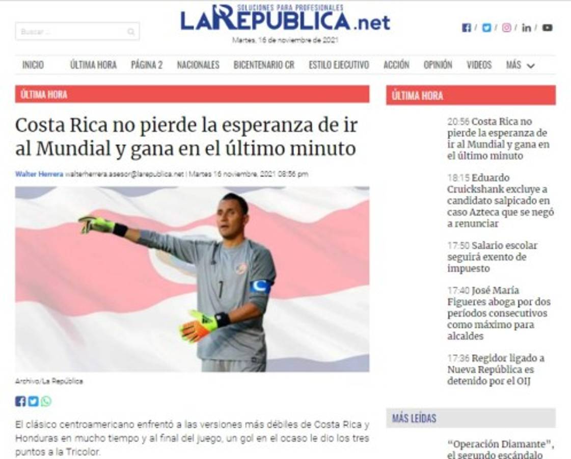 ¡Adiós Qatar, triunfo agónico, Costa Rica sobrevive! Lo que dice la prensa mundial tras el fracaso de la Selección de Honduras