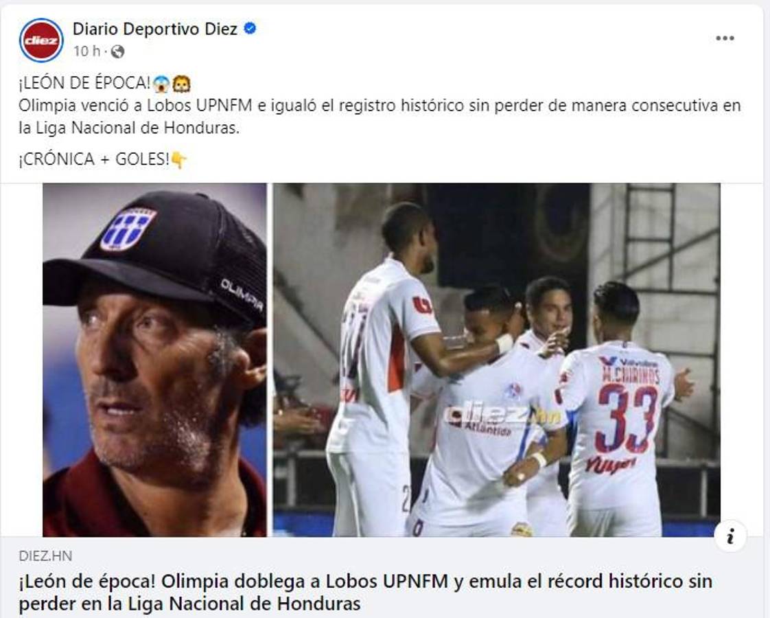 Lo que dice la prensa de Honduras del Olimpia y el impresionante récord que igualó: “De época e incomparable”