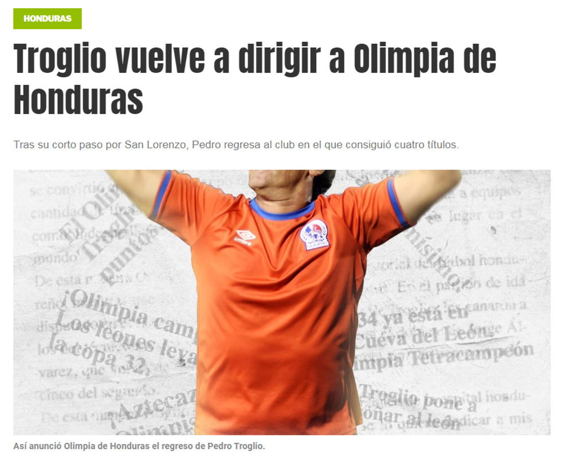 La reacción de la prensa ante la vuelta de Pedro Troglio a Olimpia: ‘‘Vuelve a dirigir a un viejo amor’’