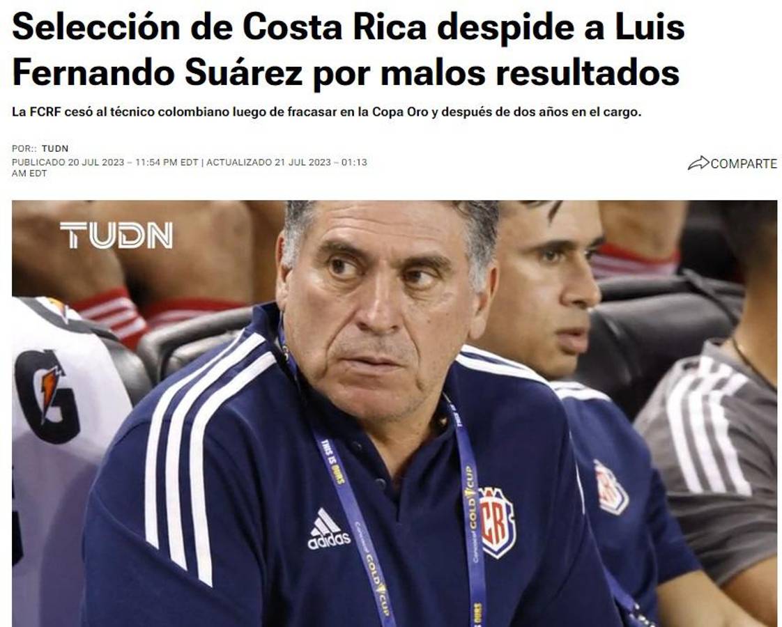 La prensa reacciona tras despido de Luis Suárez de la Selección de Costa Rica: “Por malos resultados”, “La Sele estaba muerta”
