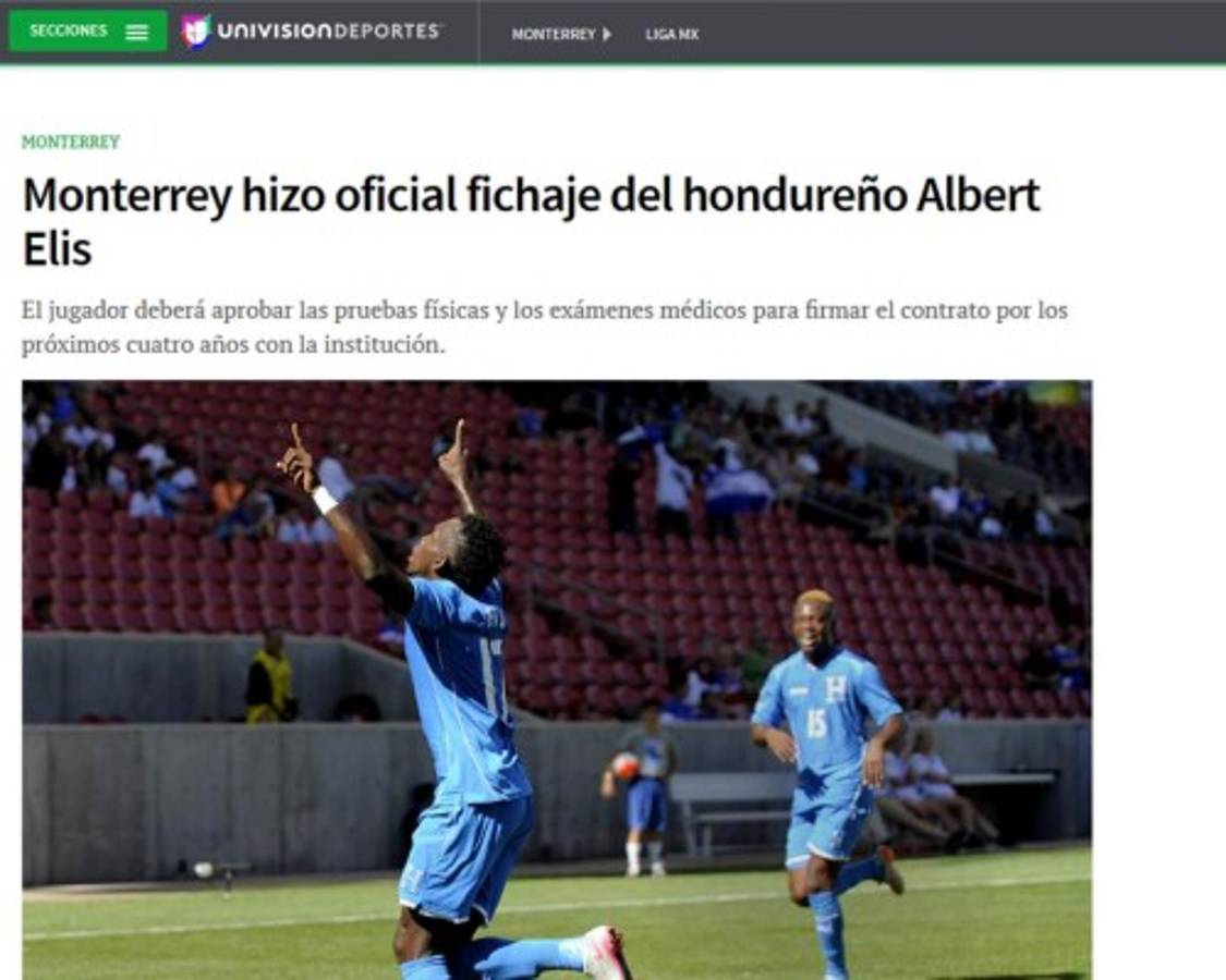 La prensa mexicana sobre Alberth Elis: 'Monterrey ficha a la joyita hondureña'