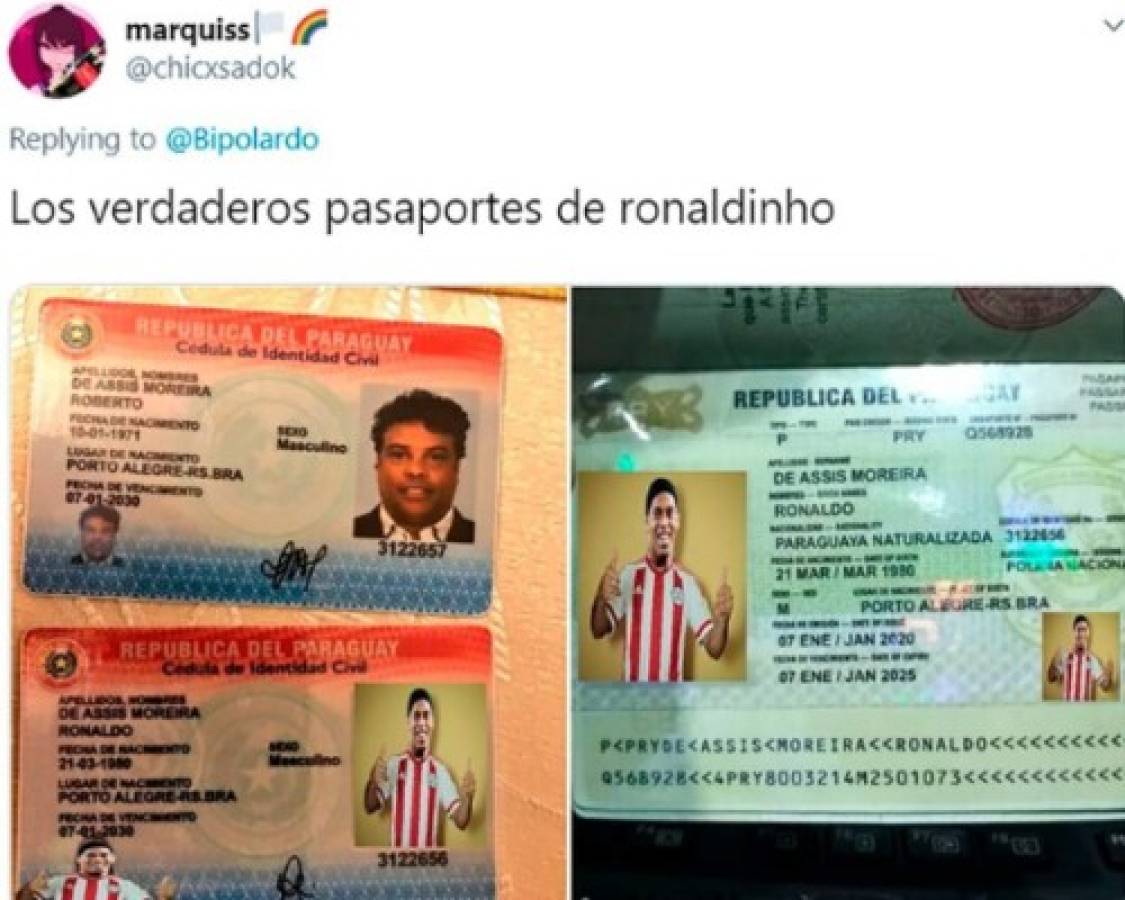 Ronaldinho, víctima favorita de los memes tras su detención en Paraguay por usa papeles falsos  