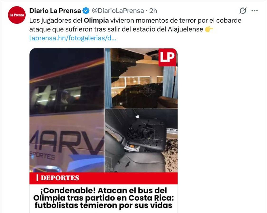 Vergüenza de ataque, descalificación y Concacaf se hará de la vista gorda: prensa de Honduras condena agresión contra Olimpia en Costa Rica