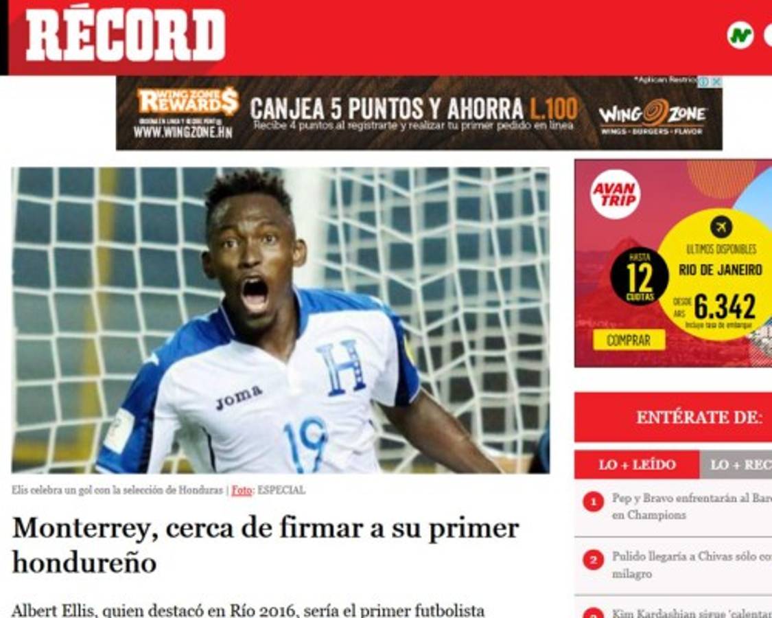 La prensa mexicana sobre Alberth Elis: 'Monterrey ficha a la joyita hondureña'
