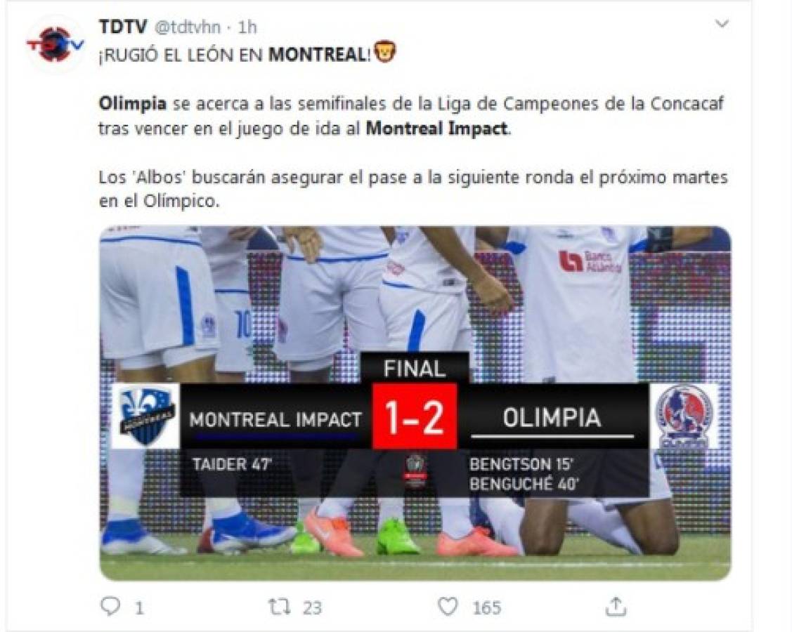 'Ruge y hace historia': Prensa internacional habla del triunfo de Olimpia sobre Impact Montreal
