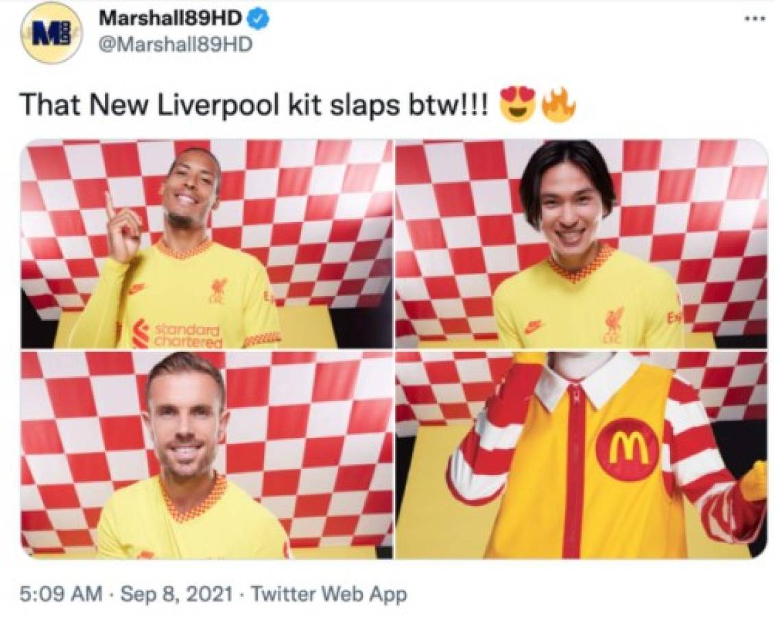 Para reír: Liverpool presentó su nueva camisa y los memes revientas a sus jugadores con marca reconocida de comida rápida