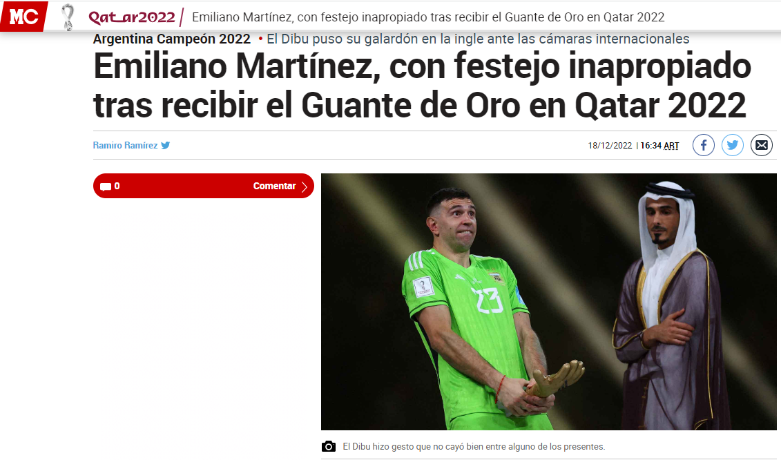 “Tu vulgaridad atenta contra la afición, la FIFA debería quitarte el premio”: explotan críticas contra Dibu Martínez por obscenso gesto