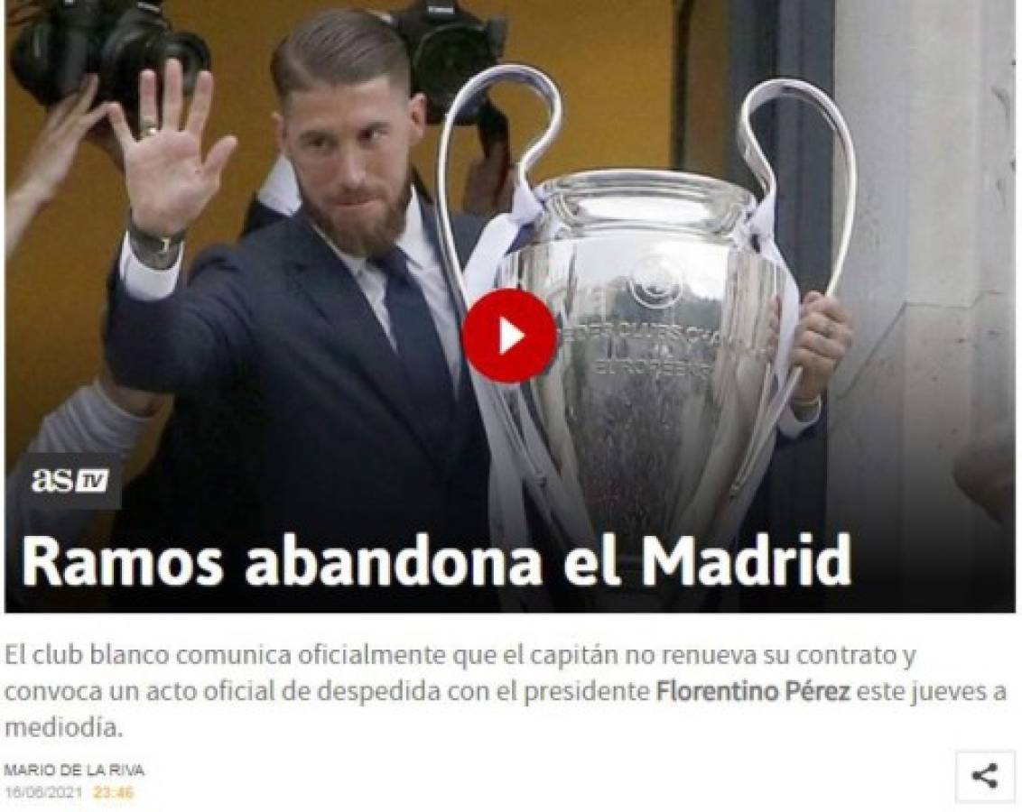 Ramos ya se pronunció: Medios y personajes de fútbol despiden en halagos al español del Real Madrid