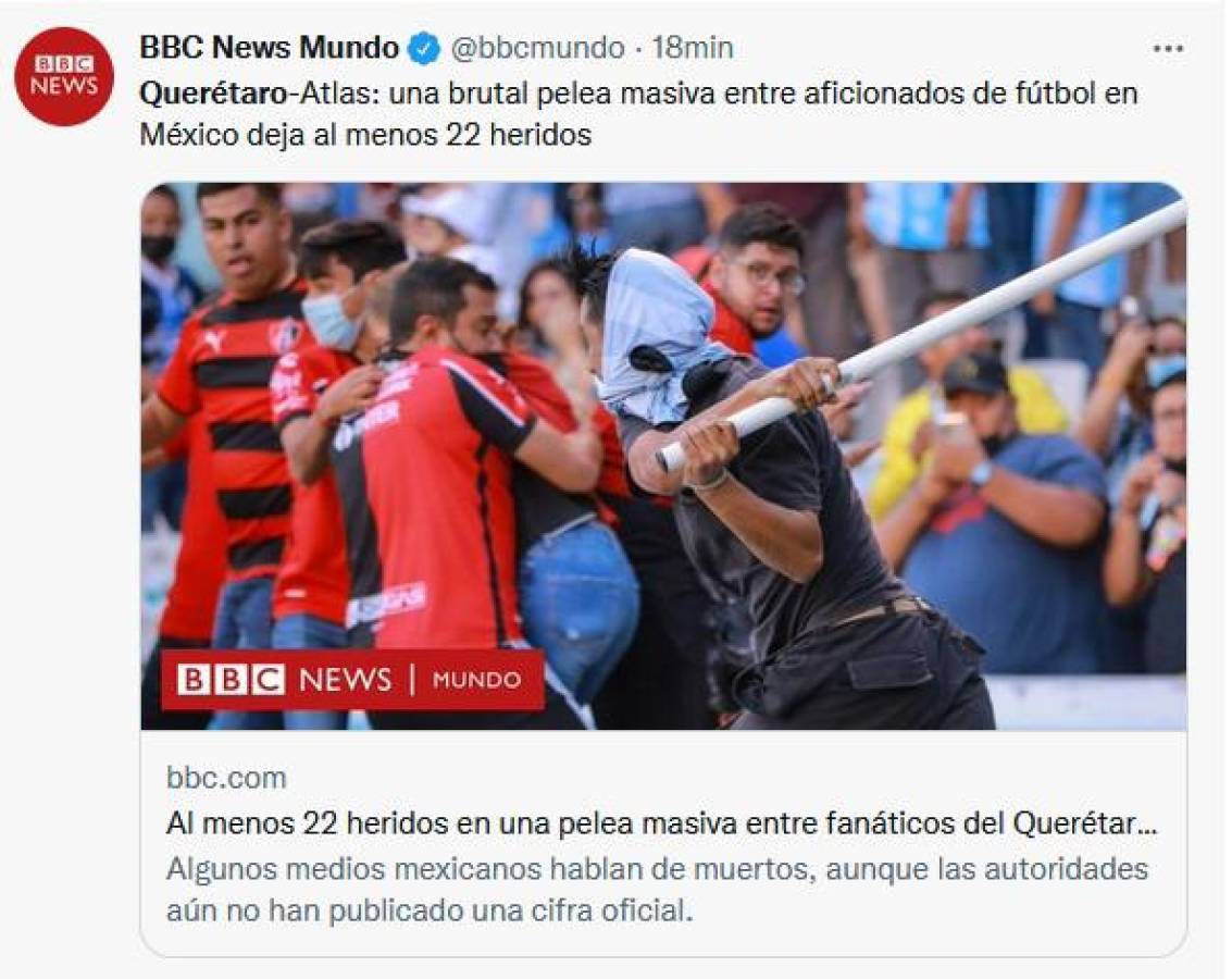 “Horror en México y vergüenza”: Lo que dice la prensa internacional sobre los actos de violencia en el Querétaro-Atlas