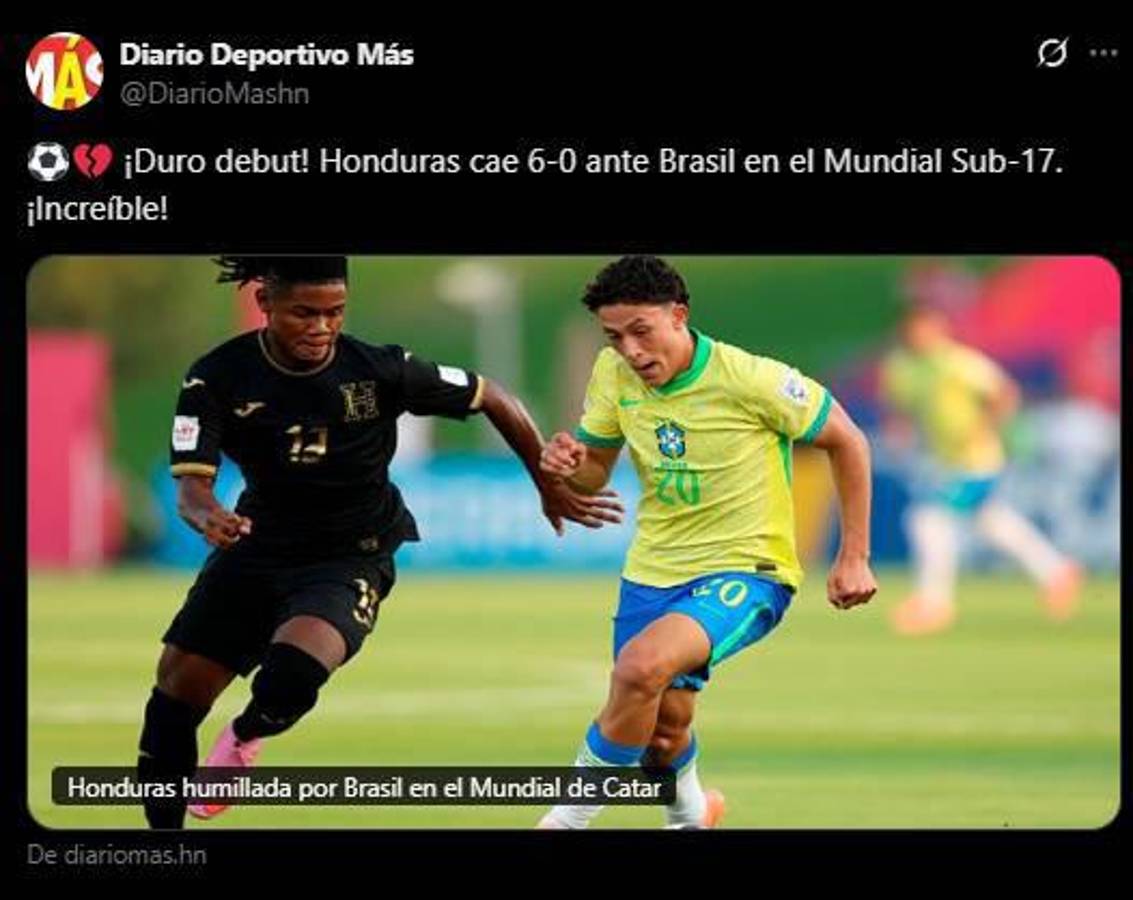 Debut humillante, Pudieron ser 10: lo que dice la prensa tras la goleada de Brasil a Honduras en el Mundial Sub-17