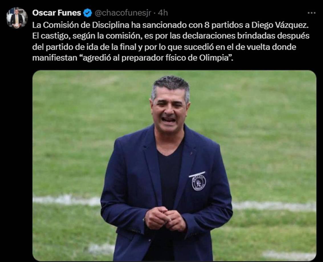 “Faltó que no lo dejaran entrar al país”: la reacción al duro castigo de Diego Vázquez y piden sanción para Olimpia