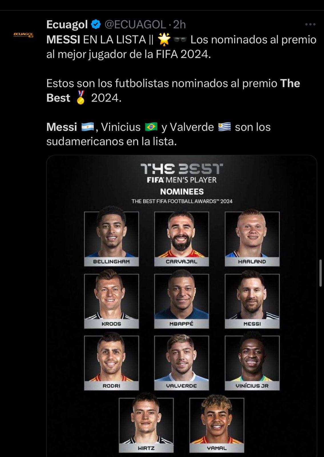 “Es una vergüenza futbolística”: la prensa estalla tras la nominación de Messi a los Premios The Best 2024