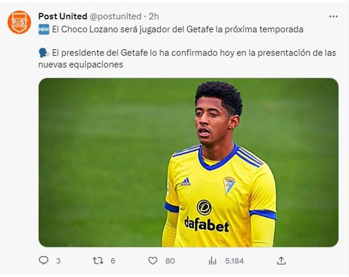 Lo que dice la prensa de España sobre el fichaje del Choco Lozano por el Getafe: “Jugador de rendimiento irregular, pero...”