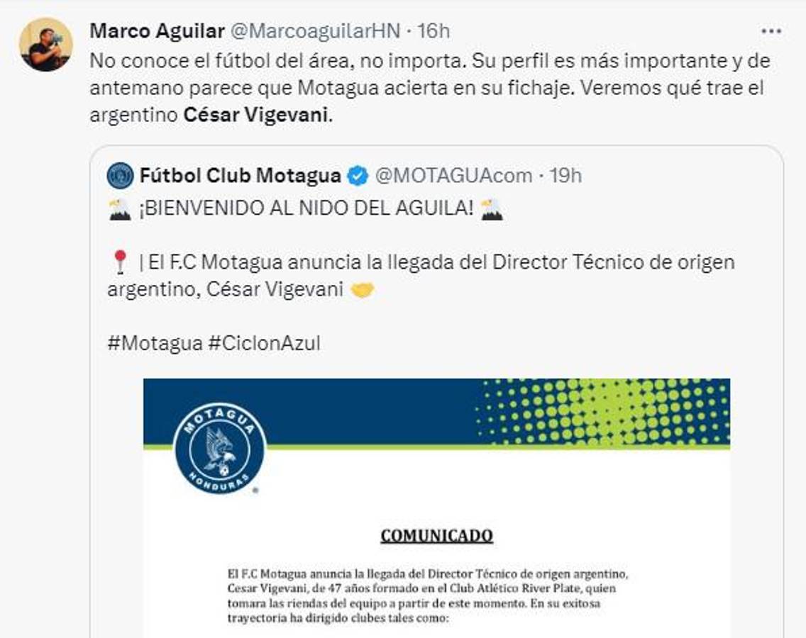 Así reaccionó la prensa al fichaje de César Vigevani como nuevo DT de Motagua; periodista de ESPN dice que el idóneo era otro