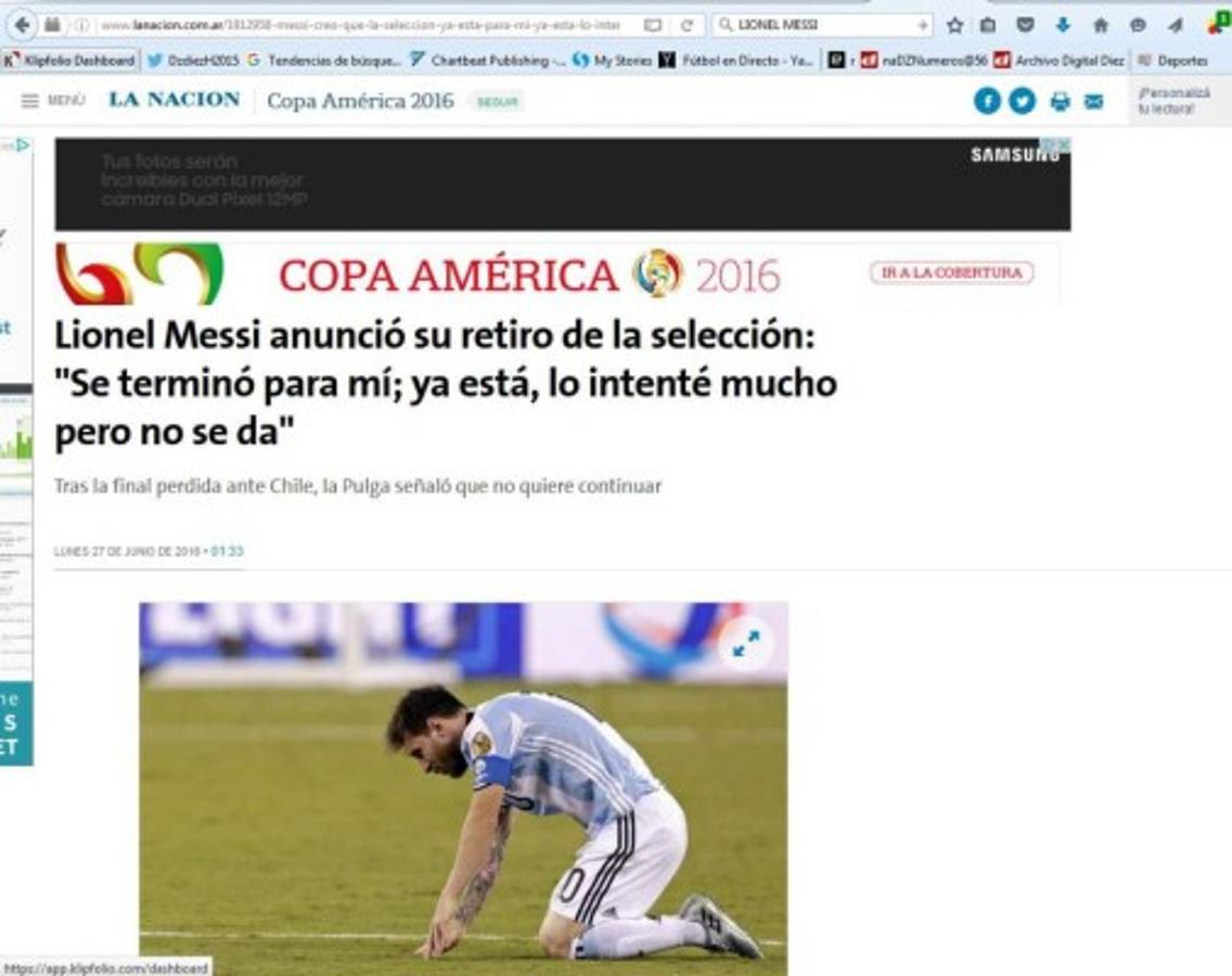 Prensa mundial impactada por el retiro de Messi de la selección